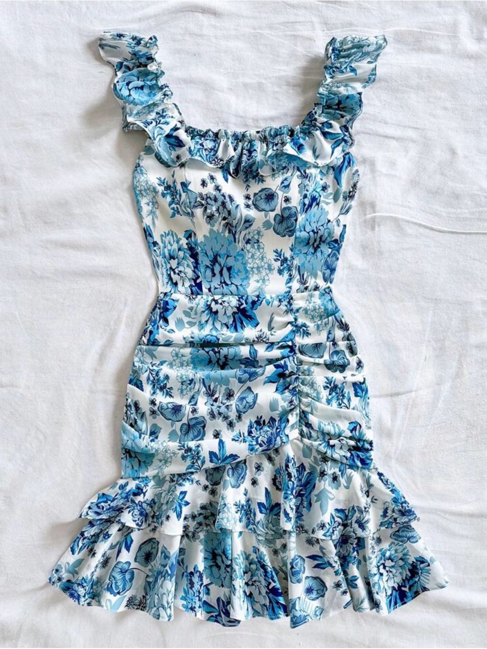 Blue Floral Ruffle Sundress - Women
